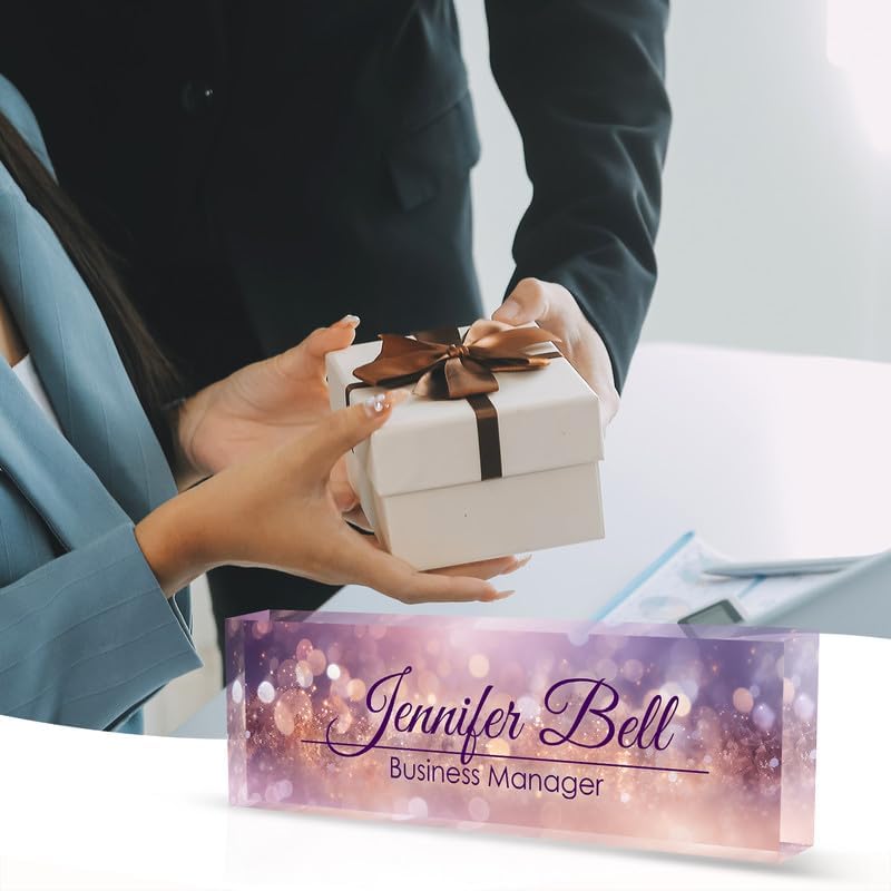 Desk Name Plate Personalized Name Plate for Desk, Office Desk Decor, 3D Style Personalized Plaque Name Plates for Desks Custom Appreciation Gifts for Boss Lady Employee Coworkers (Blissful Purple) - Image 6