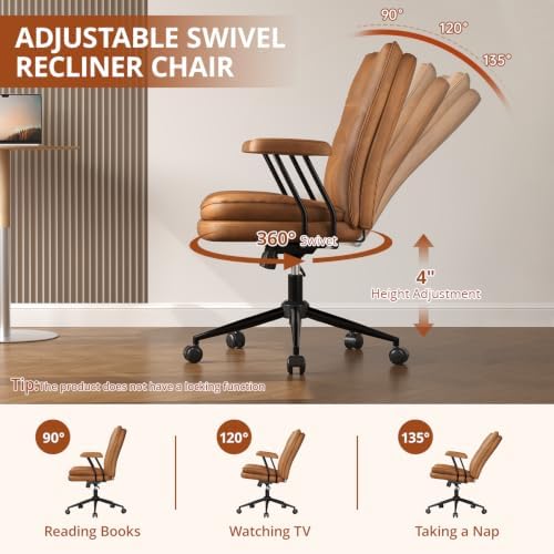 Ergonomic Home Office Chair Leather Desk Chairs with Adjustable Height - Image 4