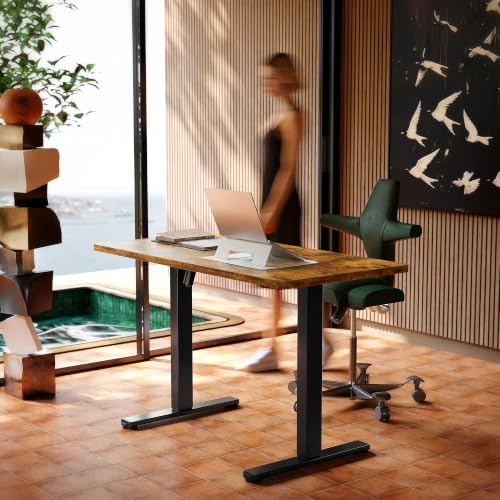 HUANUO 48x24 Inch Electric Standing Desk, Height Adjustable, Rustic Brown - Image 2