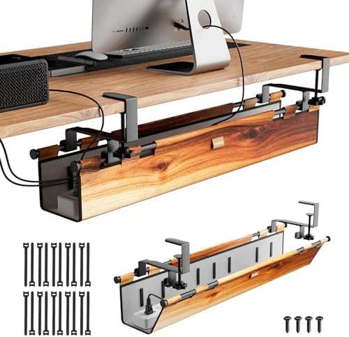 No Drill Thickened Under Desk Cable Management,38.5In,Wood-Grain by Unknown