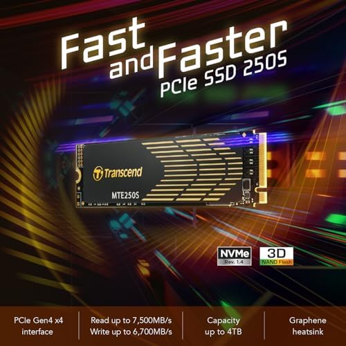 Transcend 1TB MTE250S PCIe 4.0 M.2 2280 SSD, 7200MB/s, with Heatsink - Image 3