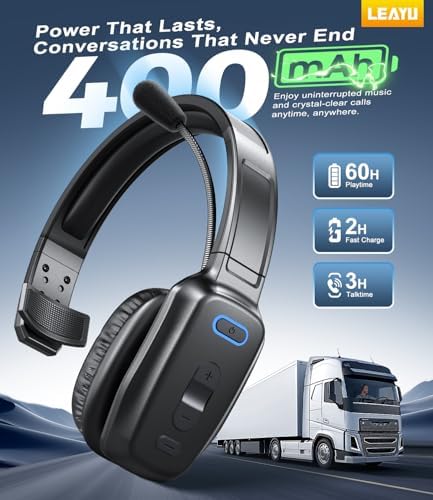 Trucker Bluetooth Headset, 60-Hour AI Noise-Canceling Mic for Driving - Image 4