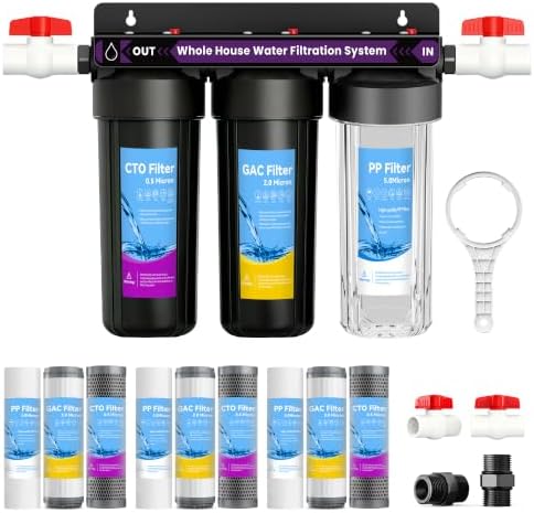 3 Stage Whole House Water Filter System with 3 Sets Filters for 2 Years Use by Ovvyayl