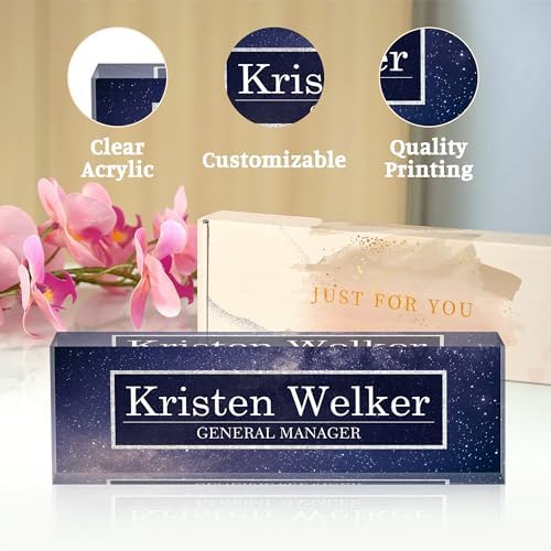 Personalized Name Plates for Office - Gifts for Teacher, Boss, Employee Appreciation - Office Desk Decor (Night Sky) - Image 4