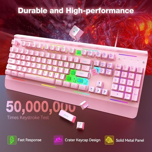 TECKNET Wired Gaming Keyboard, RGB Backlit Keyboard with Metal Panel Design - Image 4