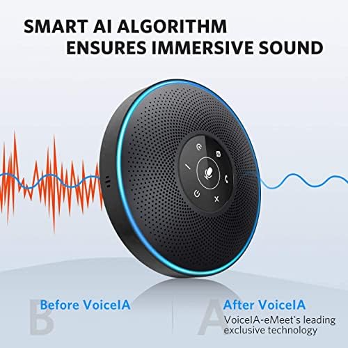 EMEET Bluetooth Speakerphone M2 Black Conference Speaker for 5-8 People Business Conference 360º Voice Pickup 4 AI Microphone Self-Adaptive Conference Call Speaker Skype USB Speakerphone - Image 5