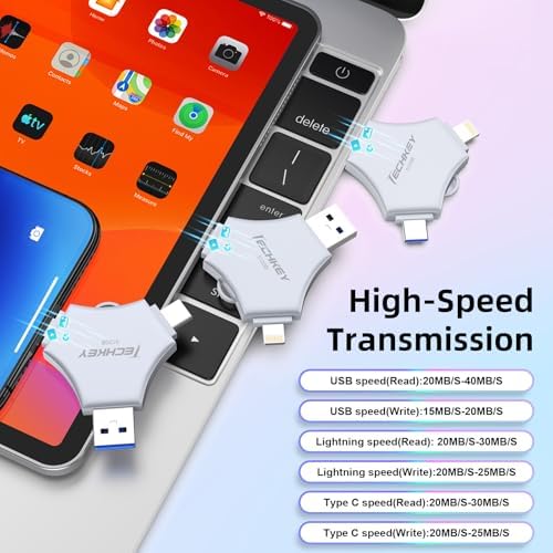 MFi Certified USB 3.0 Flash Drive 512GB for iPhone, 3in1 External Memory Photo Keeper Storage Stick for Picture/Video/Data Saver/Backup, High Speed Thumb/Jump/Hard Drives for iPhone/iPad/Android/PC - Image 4