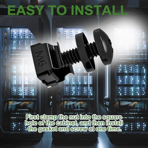 120Pcs M6 x 16mm Rack Mount Cage Nuts, Screws, Washers and Self-Locking Cable Ties, Server Rack Screws and Square Nuts for Rack Mount Server Cabinet, Shelves, Enclosures, Routers - Image 4