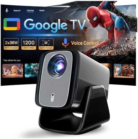 1200 ANSI Google TV-Licensed Projector, 4K/8K Input Support, Dual 36W Dolby by LYNCAST
