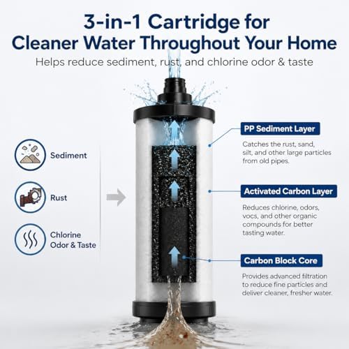 20'' Whole House Water Filter System with Bypass, 4 Modes, Freeze Proof, High Flow, Removes Iron, Sediment & Rust | Pre-Filtration System for Well Water & Large Houses (Single Stage, Black) - Image 6