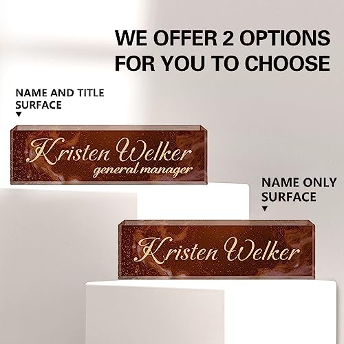 Name Plate for Desk, Desk Name Plate Personalized, Office Decor for Women Men, Acrylic Desktop Accessories, Office Appreciation Gifts for Boss Social Workers Nurse Teacher Employee (Deep Red) - Image 2