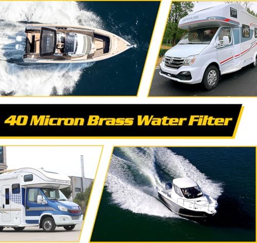 40 Micron Brass Sediment Filter, Inline Water Filter fits 1/2" NPT & 3/4" GHT, Visual Sediment Filter for Washing Machines to Ensure Cleaner Clothes, Also for Water Heaters, RVs, Boats, Garden Hoses - Image 7