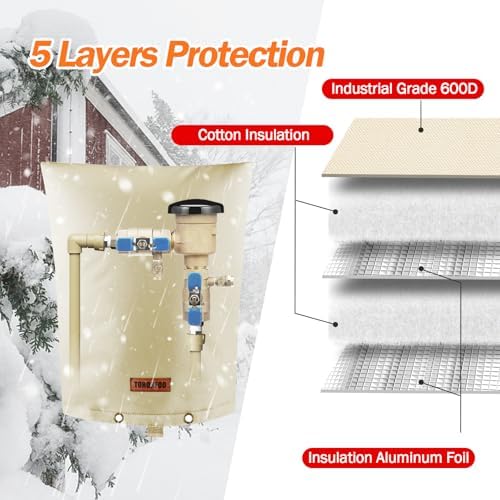 TOHONFOO Backflow Preventer Cover, Pipe Freeze Insulation, 14"Wx18"H, Beige - Image 5