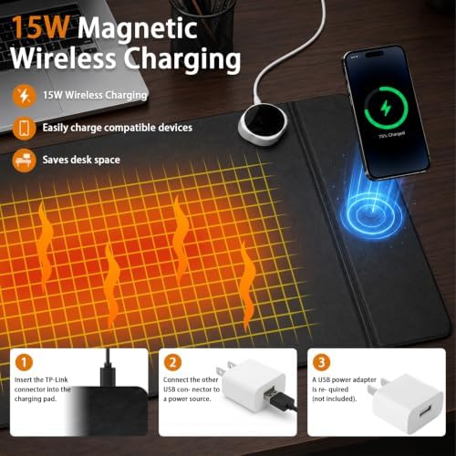 Heated Desk Pad Mouse Mat - Keyword Hand Warmer for Office Desktop, Black - Image 4