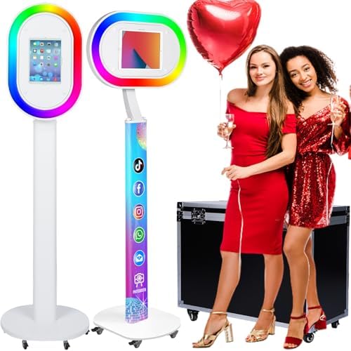 Portable Photo Booth for iPad 10.2" 10.5" 10.9" 11" 12.9" 13" Photobooth Machine Metal Shell Selfie Station RGB Ring Light Custom Logo for Parties Wedding Rental by ZLPOWER
