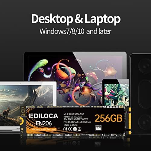 Ediloca EN206 256GB 3D NAND TLC M.2 SSD, M.2 2280 SATA III 6Gb/s SSD Internal Hard Drive, Read/Write Speed up to 550/460 MB/s, Compatible with Ultrabooks, Tablet Computers and Mini PCs - Image 5