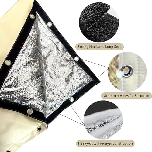 Backflow Preventer Pipe Insulation Cover for Yard - (5°F) 16" W× 20" H Irrigation Sprinkler Valve Insulated Pouch, Winter Water Well Pump Denim Protector from Severe Snow and Intense Sun- Beige - Image 3