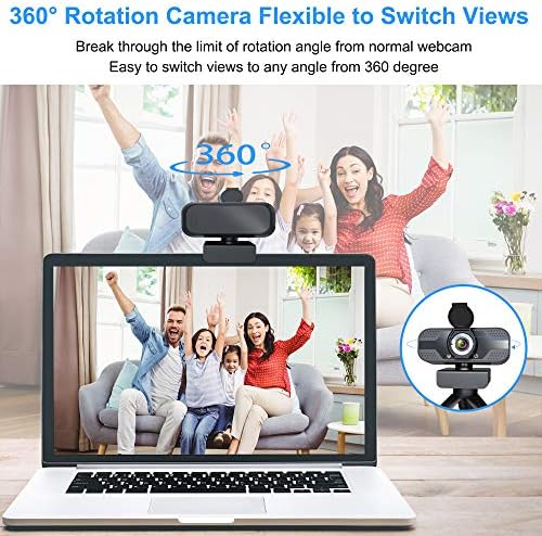 Webcam with Microphone for Desktop, 1080P HD USB Computer Cameras with Privacy Cover&Webcam Tripod, Streaming with Flexible Rotatable Wide Angle Webcam for PC Zoom Video/Gaming/Laptop/Skype - Image 5