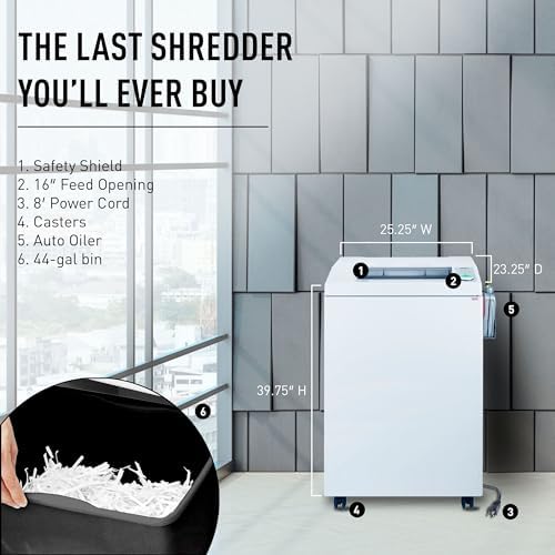 ideal. 4005 Cross Cut Commercial Office Paper Shredder with Automatic Oiler, Continuous Operation, 24–26 Sheet Capacity, 44 Gal Bin, Shred Staples/Paper Clips/Credit Cards/CDs/DVDs, P-5 Security,20AMP - Image 3