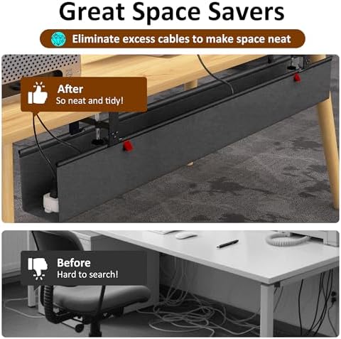 48" Gaming Under Desk Cable Management Tray, Black No Drill Cord Organizer for PC Setup, Large Anti-Sag Wire Hider, Stealth Cable Management Net for Battlestation (Black, 47.8") - Image 6