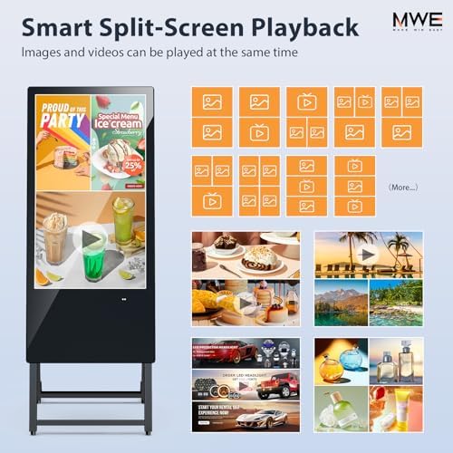 MWE 32 Inch Indoor Digital Signage Display Monitor, LCD Digital Kiosk, Advertising Display Poster, Android Kiosk with Auto Media Player, HDMI/USB (Plug-in use) - Image 4