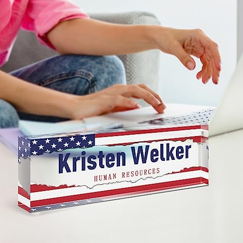Custom Flag Name Plate for Desk, Desk Name Plate Personalized, Office Decor for Women Men, Acrylic Desktop Accessories, Office Appreciation Gifts for Boss Social Workers Nurse Teacher Employee (Flag A) - Image 6