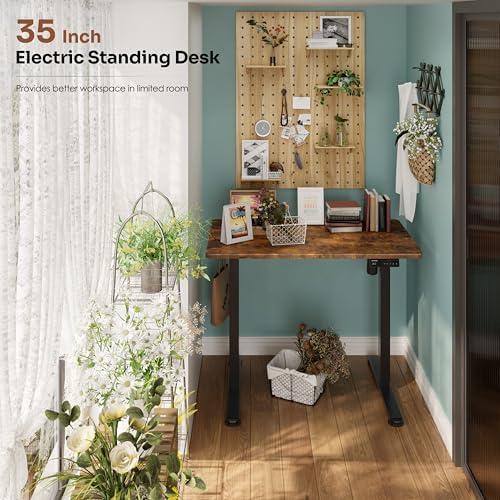 Monomi 35"x20" Small Electric Standing Desk,Whole Piece Desktop,Brown - Image 4