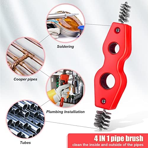 Honoson 4 Pcs 4-in-1 Copper Pipe Cleaner Brush, 1/2 in & 3/4 in, Black, Red - Image 2
