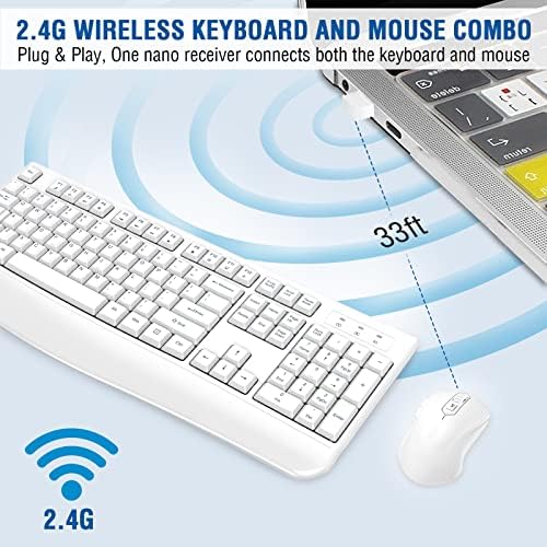 EDJO Wireless Keyboard and Mouse Combo, USB Plug & Play (White) - Image 5