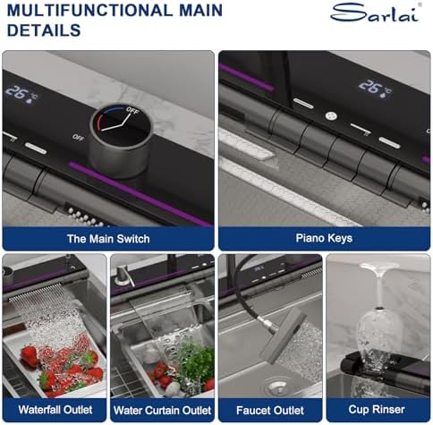 Sarlai 30 Inch Waterfall Kitchen Sink - 30x19 Inch Drop In Workstation Sink With Waterfall Stainless Steel 16 Gauge Multifunction Single Bowl Top Mount Kitchen Sinks with HoneyComb Finish - Image 6