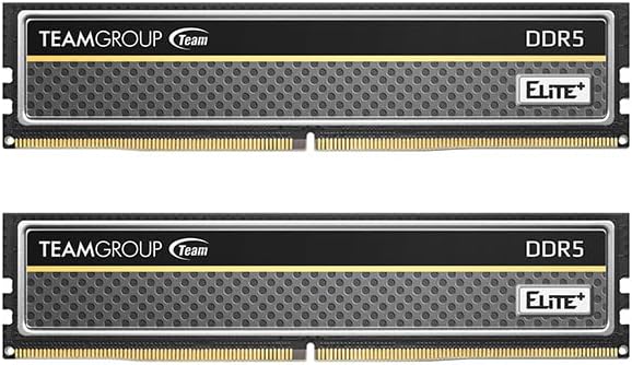 TEAMGROUP Elite Plus DDR5 32GB (2x16GB) 6400MHz PC5-51200 CL52 Unbuffered Non-ECC 1.1V UDIMM 288 Pin Desktop Memory Module Ram (Black) - TPBD532G6400HC52DC01 by TEAMGROUP