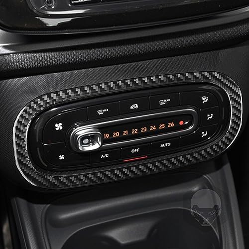 Car Center Console Air Conditioner Climate AC Outlet Vent Control Panel Sticker Real Black Carbon Fiber Trim Compatible with Benz Smart 2016 2017 2018 2019 2020 2021 Auto Interior Accessories - Image 3
