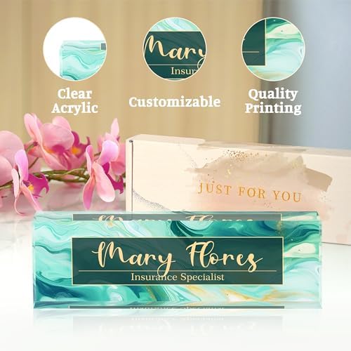 Personalized Name Plates for Office - Gifts for Teacher, Boss, Employee Appreciation - Desk Decor (Amber) - Image 4