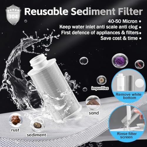 Reusable Washer Water Filter, 40 Micron Anti Scale Washing Machine Water Filter, For Washer, Heater, Faucet, Large Capacity, Brass Chrome Rust Prevention Sediment Filter, With 3/4'' Adapter - Image 5