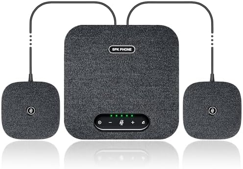 Conference Speaker and Microphone, Wireless Speakerphone w/2 Expansion Mics by PolaTab