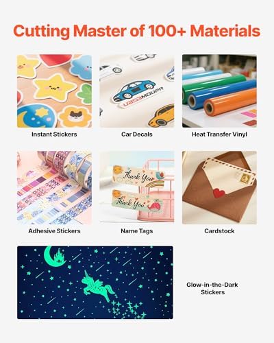 VEVOR Cutting Machine, Automatic Edge Detection Vinyl Cutter Machine with Design Software and Materials, Compatible with Multiple File Formats, for Creating Customized DIY Crafts, Cards, Stickers - Image 5