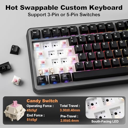 YUNZII B75 PRO MAX 75% Mechanical Keyboard (Black, Candy Switch) - Image 5