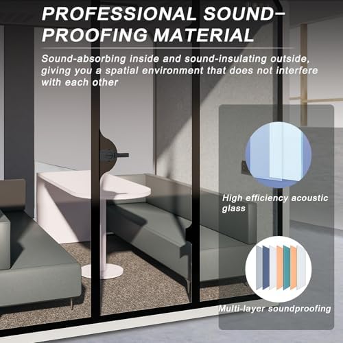 Office Pod Booth with Audio Privacy - Portable Sound Booth Includes Diamond Shaped Frame Design,Separate Room with Light,Fans, USB Port for Antrum Mastoideum Conference Room(85.51IN) - Image 4