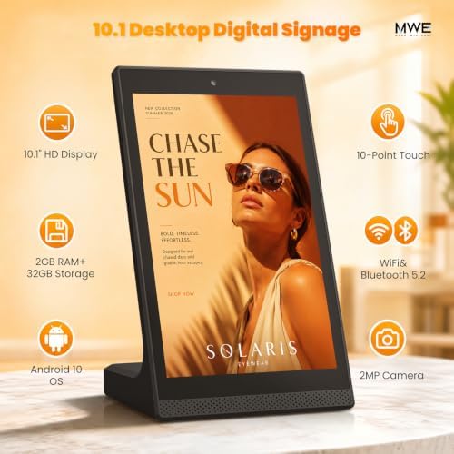 10.1 Inch Android Digital Signage Display, Tabletop Touchscreen Kiosk, Countertop Digital Menu Board with WiFi USB, Desktop Advertising Screen for Restaurants, Retail, Reception - Image 2