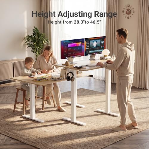 Claiks Electric Height Adjustable Standing Desk, 40x24 Inch, Nature - Image 4