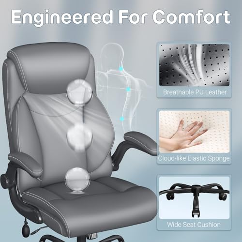 Ergonomic Office Chair,Inflatable Lumbar Support High Back Chair,Gray - Image 4