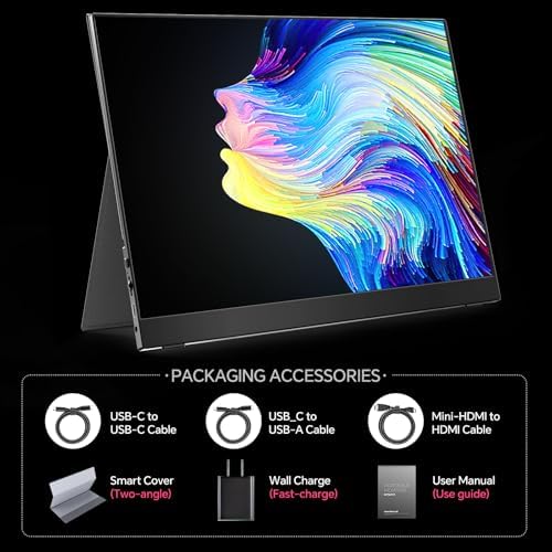 ForHelp True 4K Portable Monitor - 15.6inch UHD 3840×2160 100% sRGB USB-C HDMI External Second Monitor Portable IPS Screen Computer Display with Speakers for Laptop MacBook Switch PS5/4 Xbox - Image 6