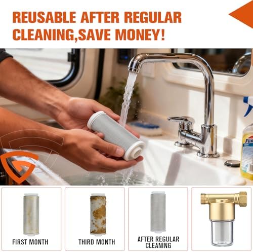 Reusable Brass 40 Micron Washing Machine Filter Online Sediment Filter RV - Image 4