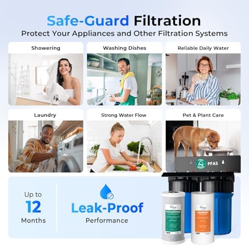 iSpring PFAS Whole House Water Filter System,SGS-Tested to Remove up to 99% PFAS,2-Stage Filtration Reduces Sediment, Chlorine, Chemical, Taste & Odor, 10-Inch Filters,1" Inlet/Outlet Model: WGB21B-PF - Image 5