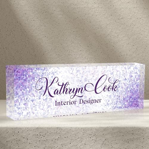 Name Plate for Desk-Personalized Name Plates for Desk-Name Plate Personalized for Office-Gifts for Teacher Boss Employee Appreciation Office Desk Decor (purple diamond), MYDZBJMT1009 by AZUFEMOS