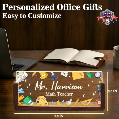 Custom Name Plate for Desk with LED Walnut Frame, Office Desk Decor - Image 4