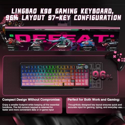 LINGBAO K98 PRO Wireless Mechanical Gaming Keyboard with Screen & Knob - Image 5