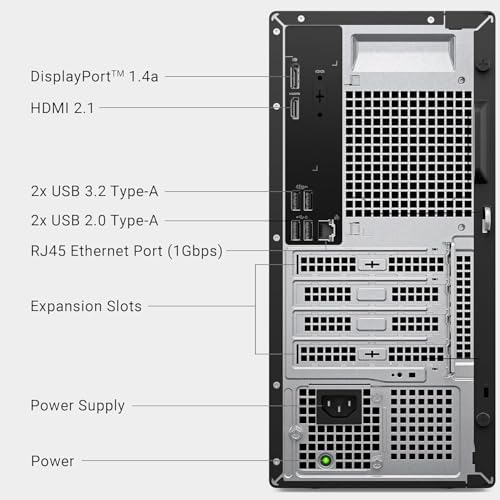 Dell Tower ECT1250 Desktop Computer - Series 2 Intel Core Ultra 7-265F Processor, 32GB DDR5 RAM, 1TB NVMe SSD, NVIDIA GeForce RTX 4060 8GB GDDR6, Wired Keyboard and Mouse, Windows 11 Pro, Black - Image 6