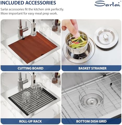 Sarlai 15 Bar Sink Drop In -15x15 Inch Kitchen Bar Sink Stainless Steel 16 Gauge Ledge Workstation Single Bowl Topmount Kitchen RV Wet Bar Outdoor Camper Small Drop Sink - Image 4