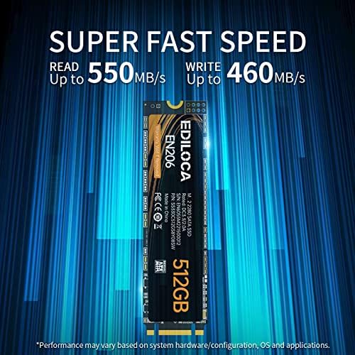 Ediloca EN206 512GB 3D NAND TLC M.2 SSD, M.2 2280 SATA III 6Gb/s SSD Internal Hard Drive, Read/Write Speed up to 550/460 MB/s, Compatible with Ultrabooks, Tablet Computers and Mini PCs - Image 2